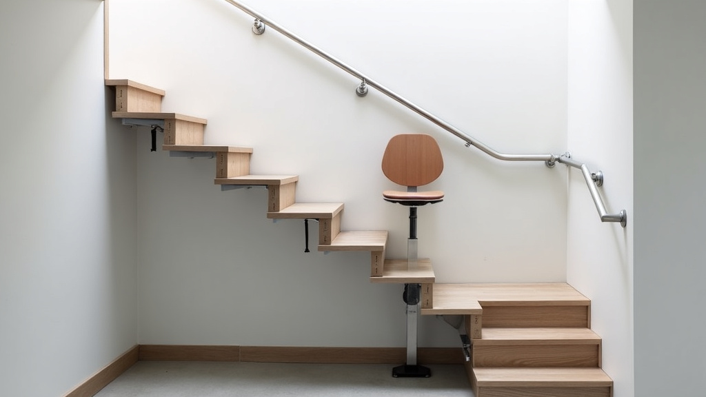Siège ergonomique d’un monte-escalier installé dans un escalier intérieur à Quiévrechain