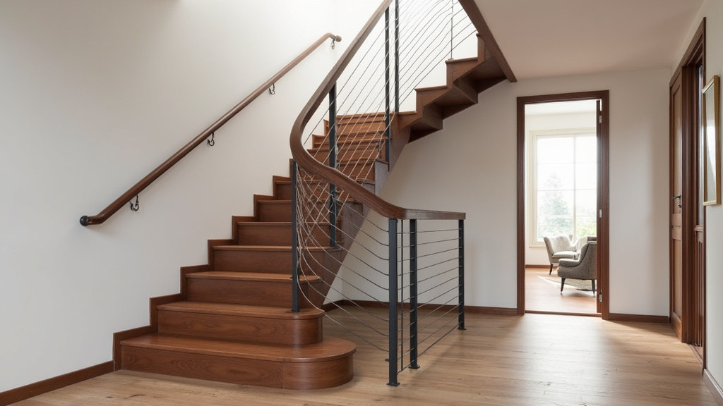 Siège monte escalier pliable avec finitions en cuir et rail discret dans une maison d