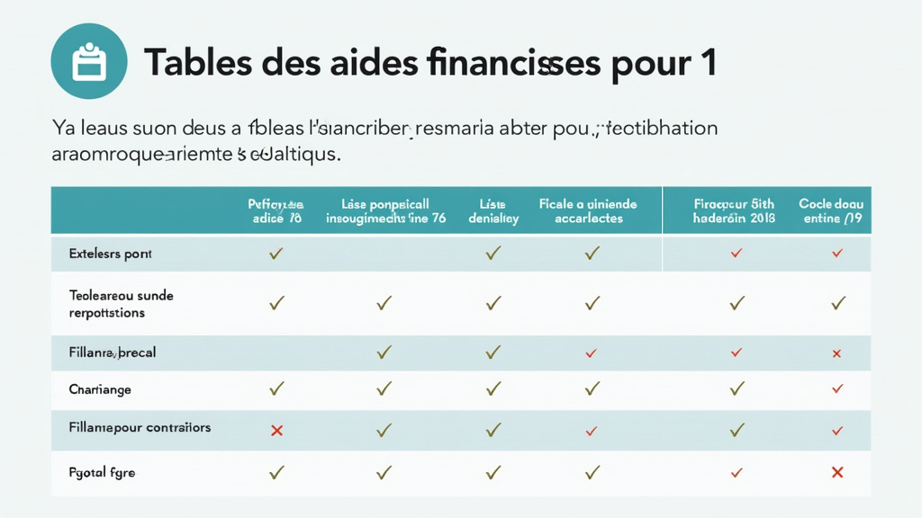 Tableau des aides financières pour l