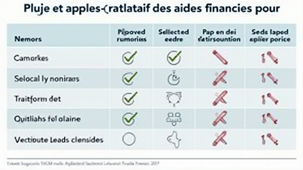 Tableau récapitulatif des aides financières pour l