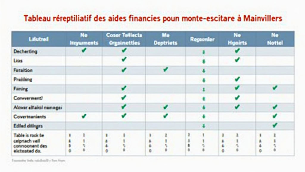 Tableau récapitulatif des aides financières pour un monte-escalier à Mainvilliers