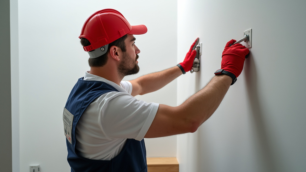 Technicien Aratal installant un monte-escalier à Oyonnax