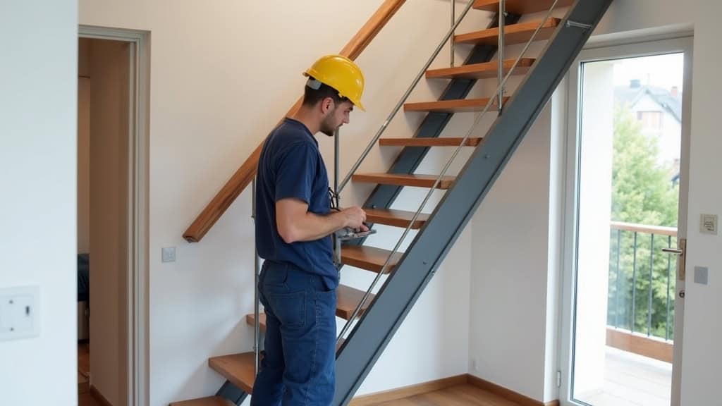 Technicien certifié RGE installant un monte escalier dans une maison aux Lucs-sur-Boulogne