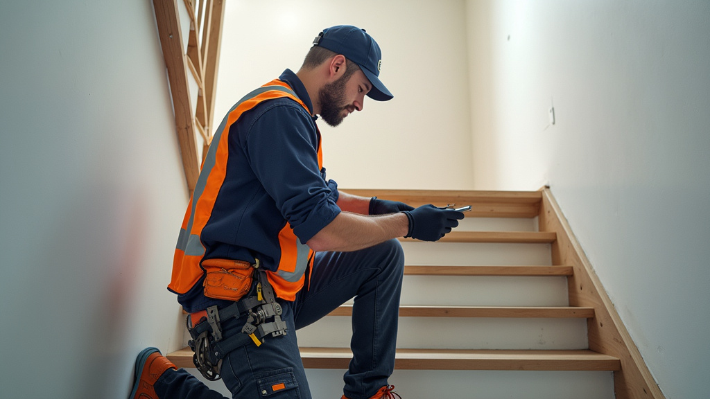 Technicien certifié RGE vérifiant un monte-escalier à Barbières