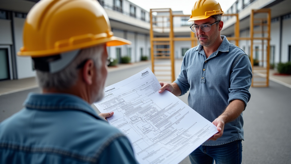 Technicien discutant avec un résident de Sainte-Agnès autour d’un devis détaillé pour un monte-escalier tournant