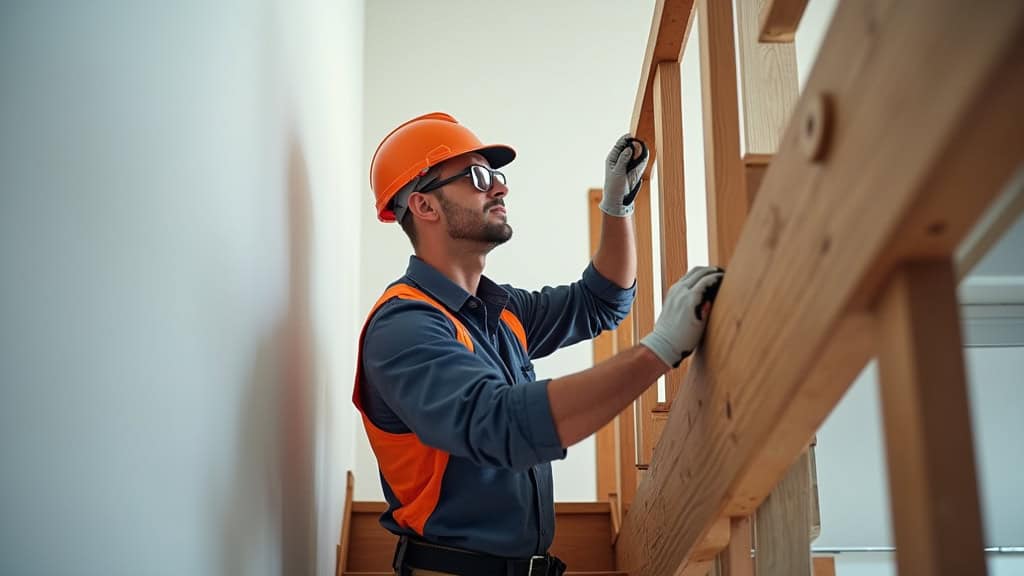 Technicien du Monte Escalier Savoyard en train d’installer un monte-escalier à Mieussy