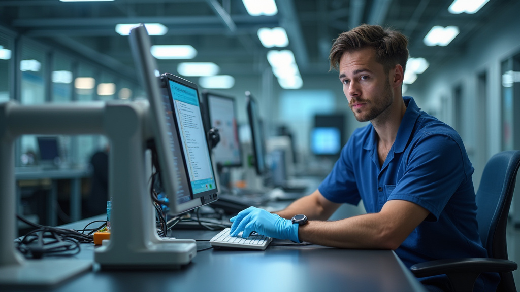 Technicien effectuant l