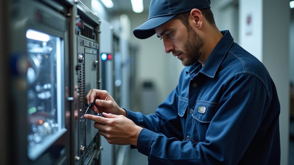 Technicien effectuant la maintenance d