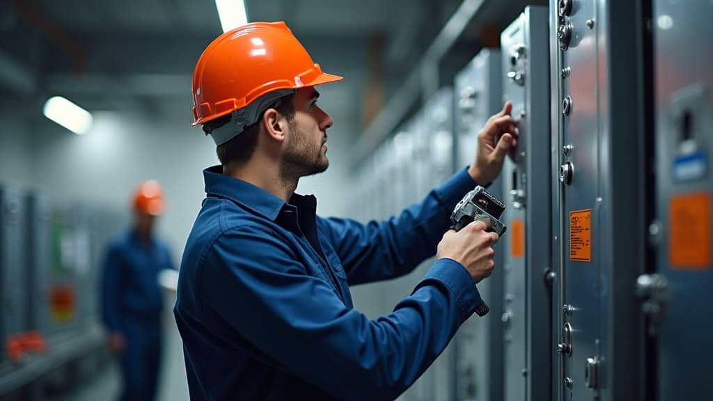 Technicien effectuant la maintenance d