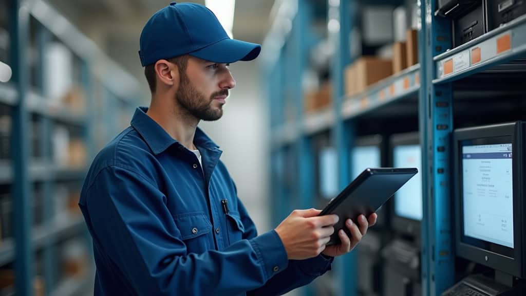 Technicien effectuant la maintenance d