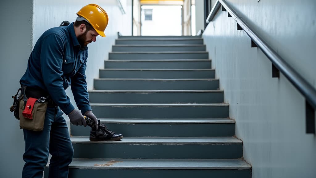 Technicien effectuant la maintenance d’un monte-escalier à Landrévarzec