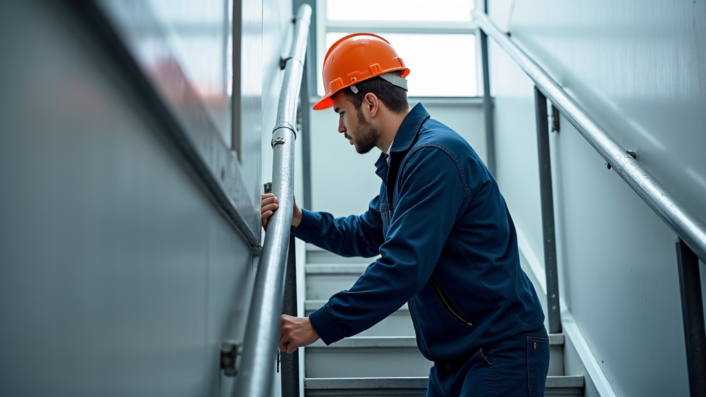 Technicien effectuant la maintenance d’un monte-escalier à Saint-Philippe