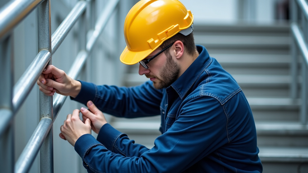 Technicien effectuant la maintenance d’un monte-escalier à Verniolle
