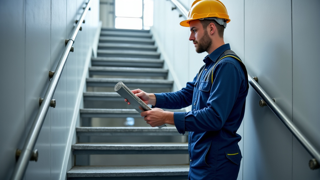 Technicien effectuant la maintenance d’un monte-escalier en Haute-Marne