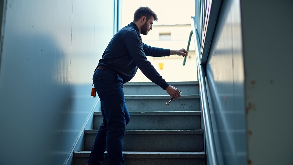 Technicien effectuant l’entretien d’un monte-escalier à Ahetze