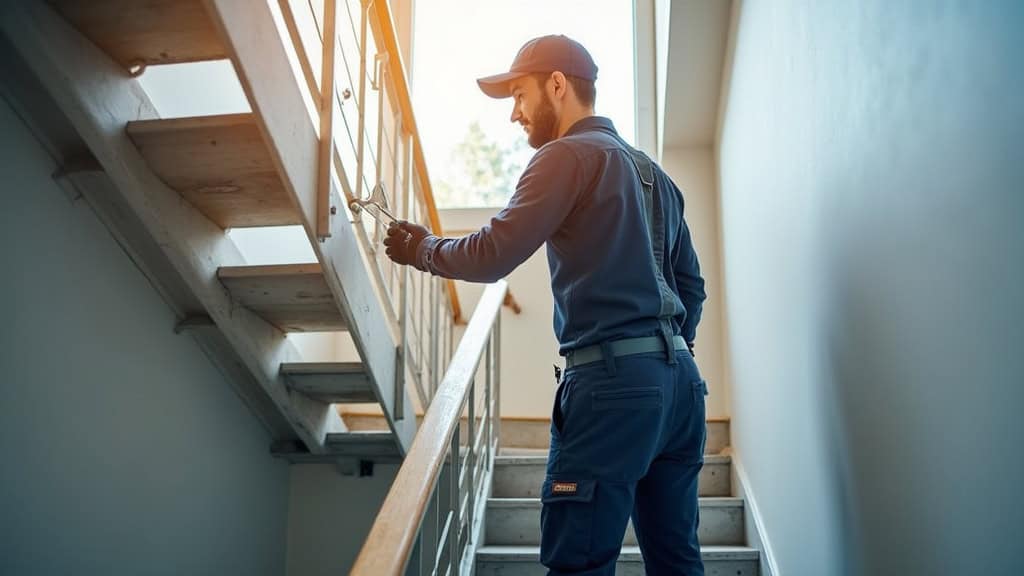 Technicien effectuant l’entretien d’un monte-escalier à Fontain
