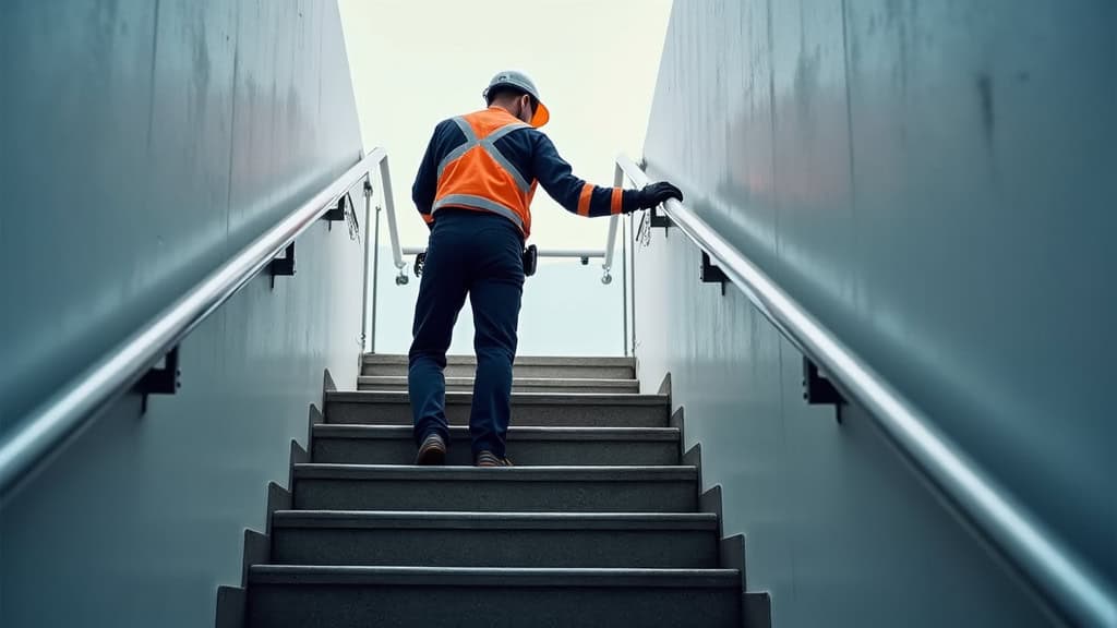 Technicien effectuant un contrôle de maintenance sur un monte-escalier tournant à Valence-d