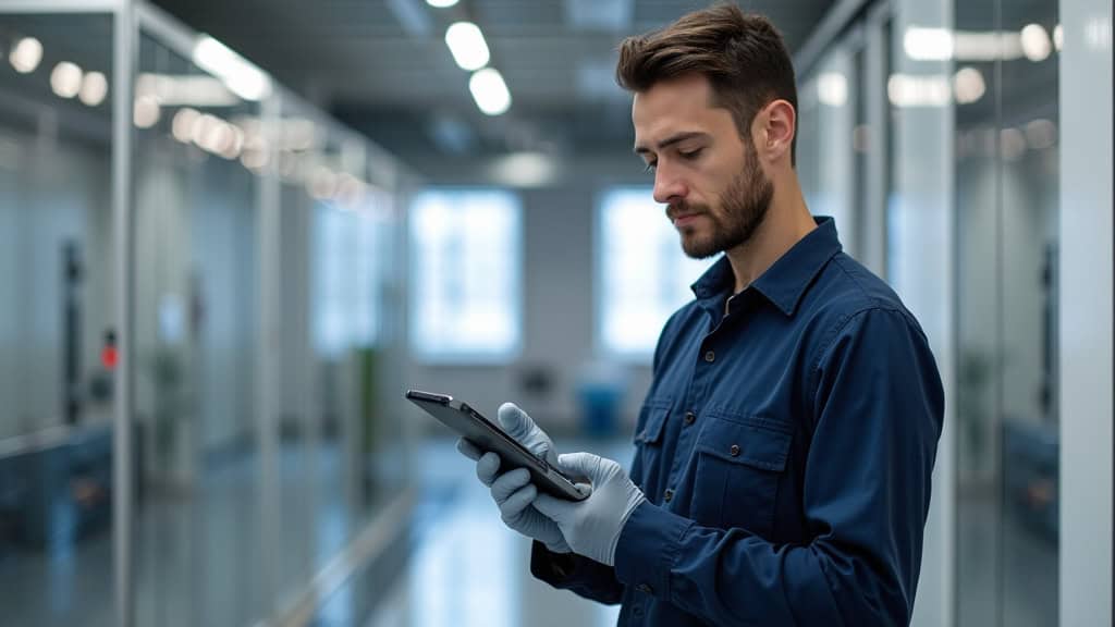 Technicien effectuant un contrôle final après installation à Malaunay