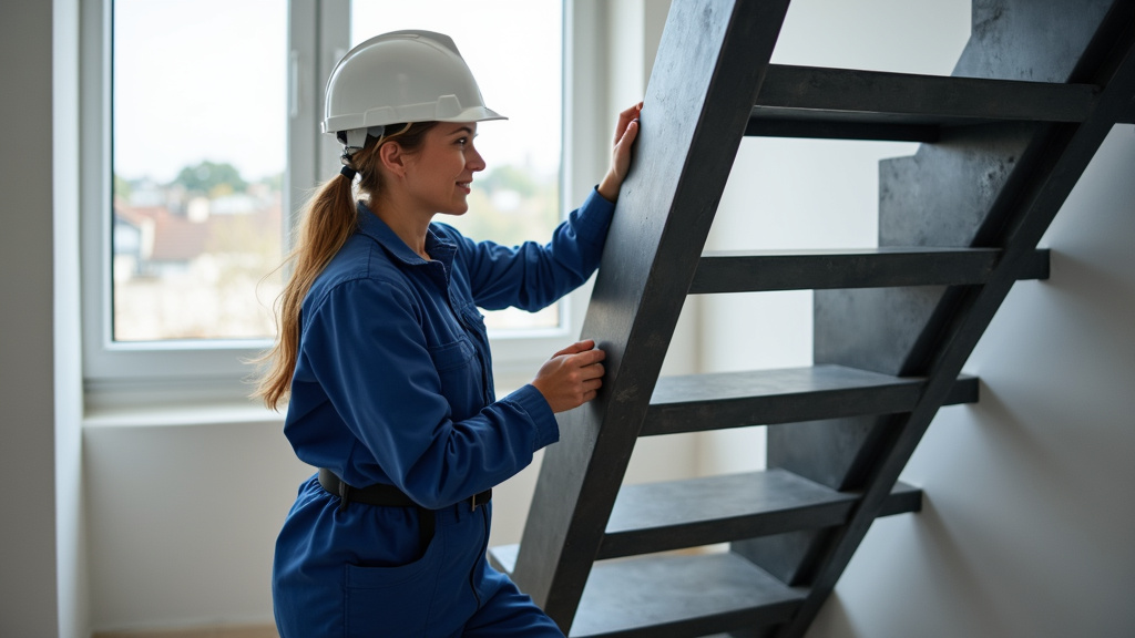 Technicien effectuant un entretien annuel sur un monte-escalier à Perrigny-lès-Dijon