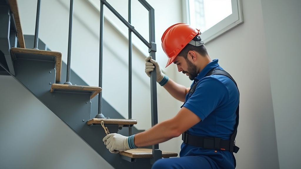 Technicien effectuant un entretien de monte-escalier à Ittenheim