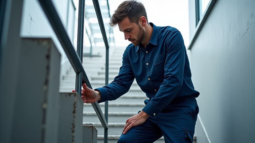 Technicien effectuant un entretien sur un monte-escalier à Grignols