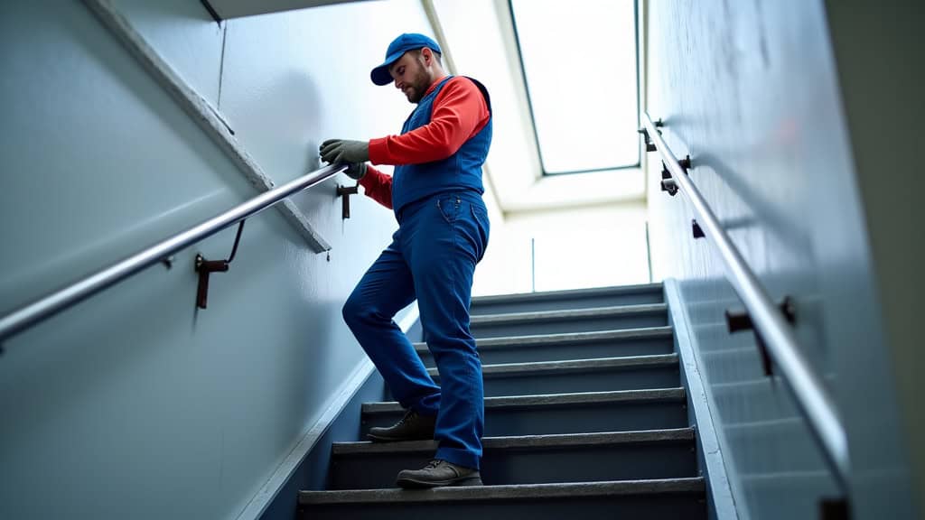 Technicien effectuant une maintenance préventive sur un monte-escalier à Chauny
