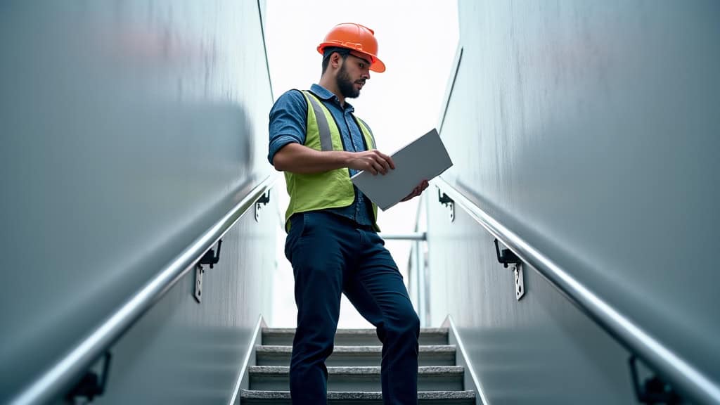 Technicien effectuant une maintenance préventive sur un monte-escalier à Sainte-Foy-de-Peyrolières
