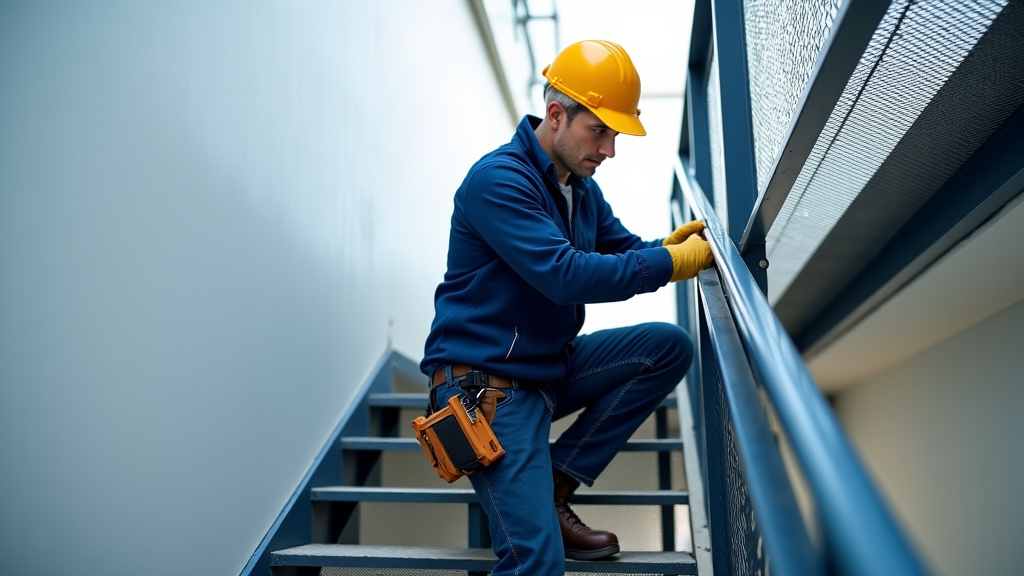 Technicien effectuant une maintenance sur un monte-escalier à Annezin