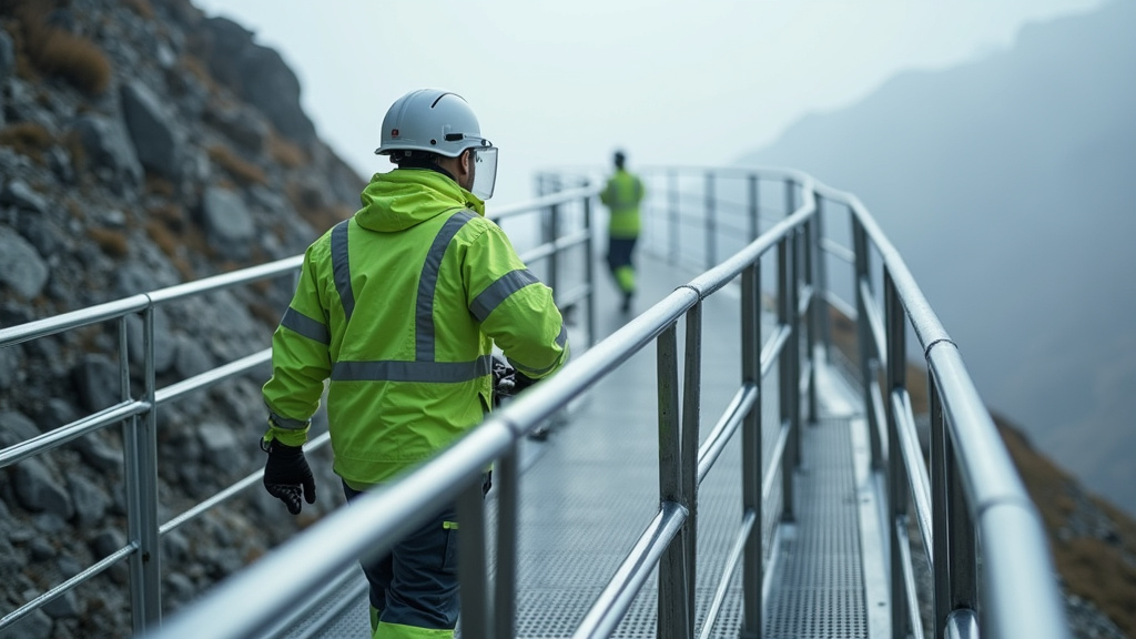 Technicien en combinaison verte en train de vérifier le fonctionnement d’un monte-escalier à La Peyratte