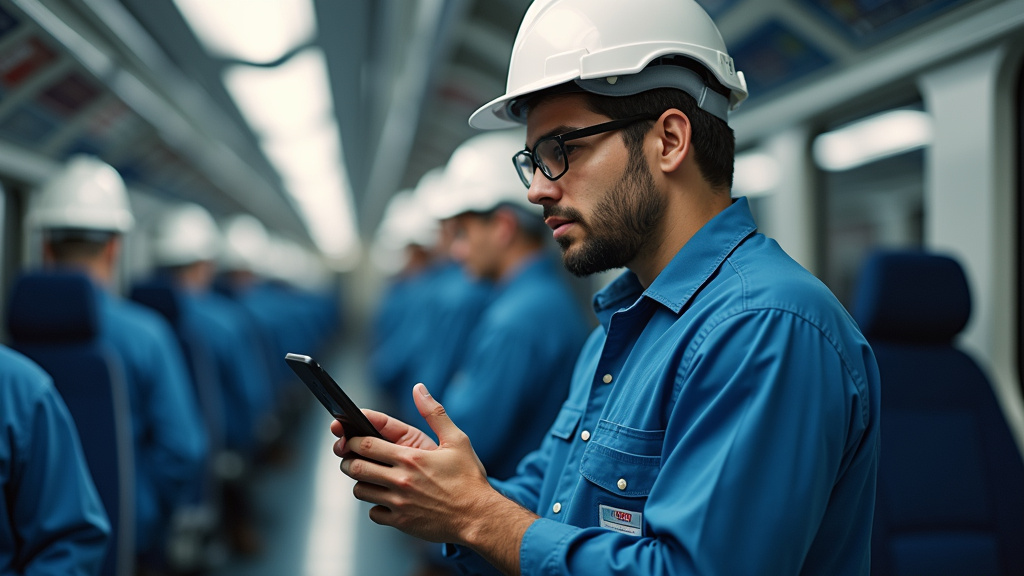 Technicien en train d