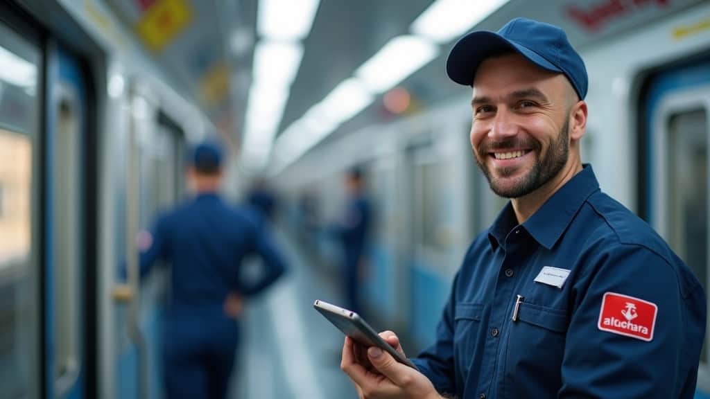 Technicien en train d