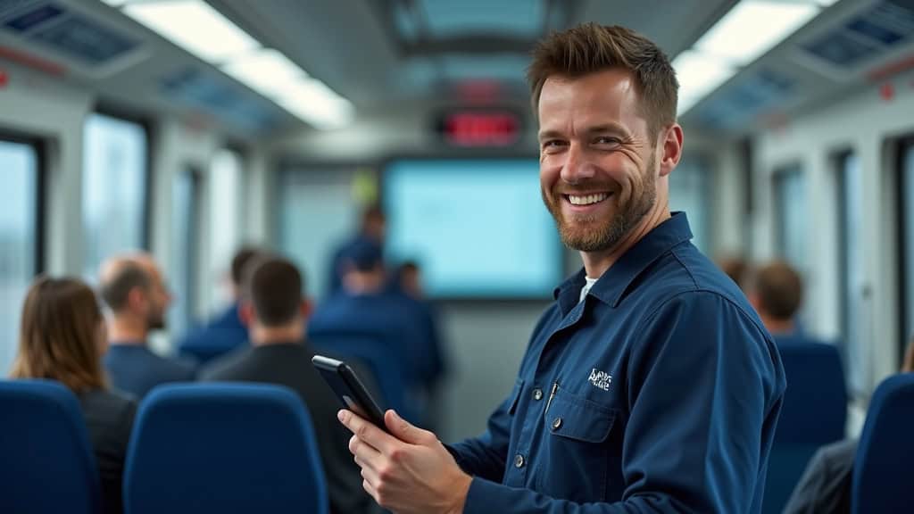 Technicien en train d