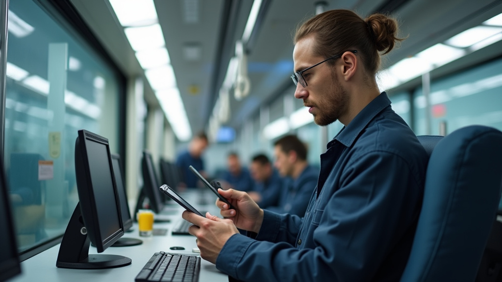 Technicien en train d