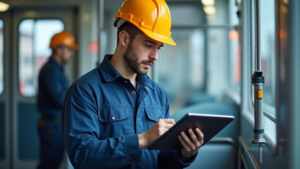 Technicien en train d