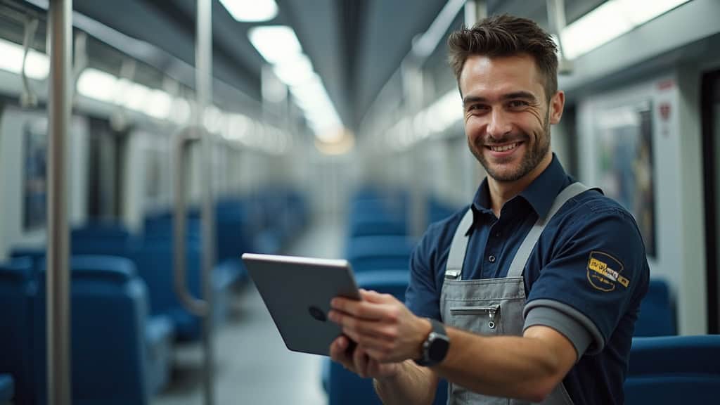 Technicien en train d