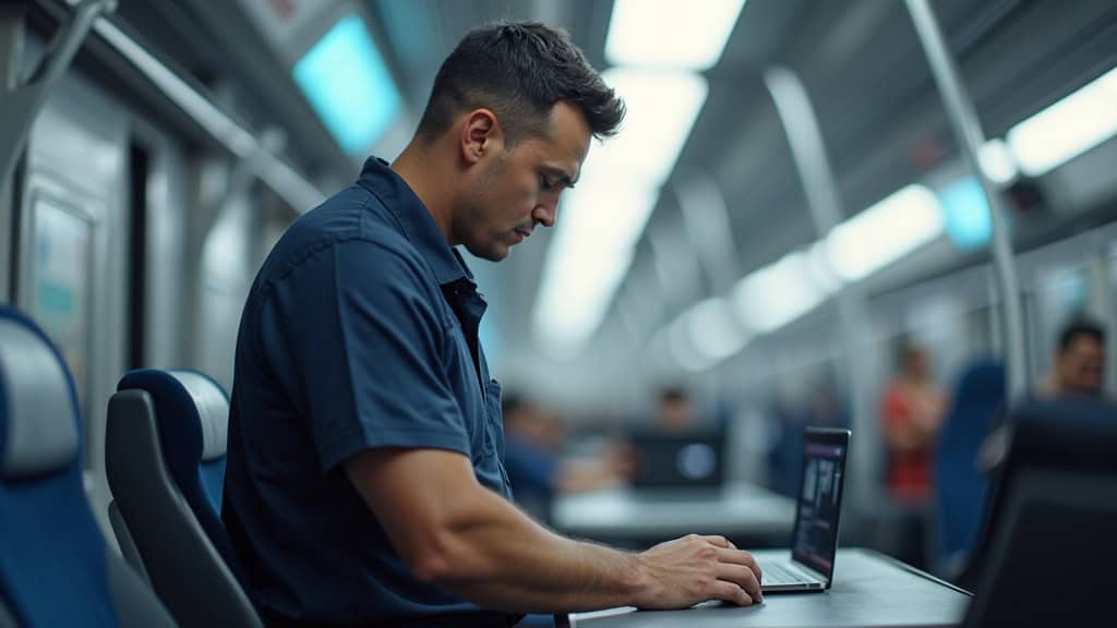 Technicien en train d