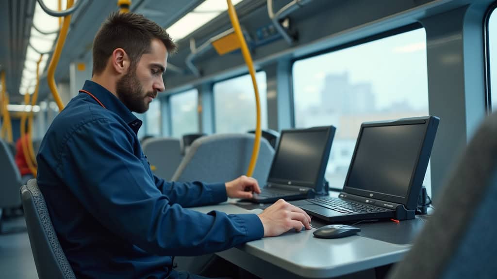 Technicien en train d