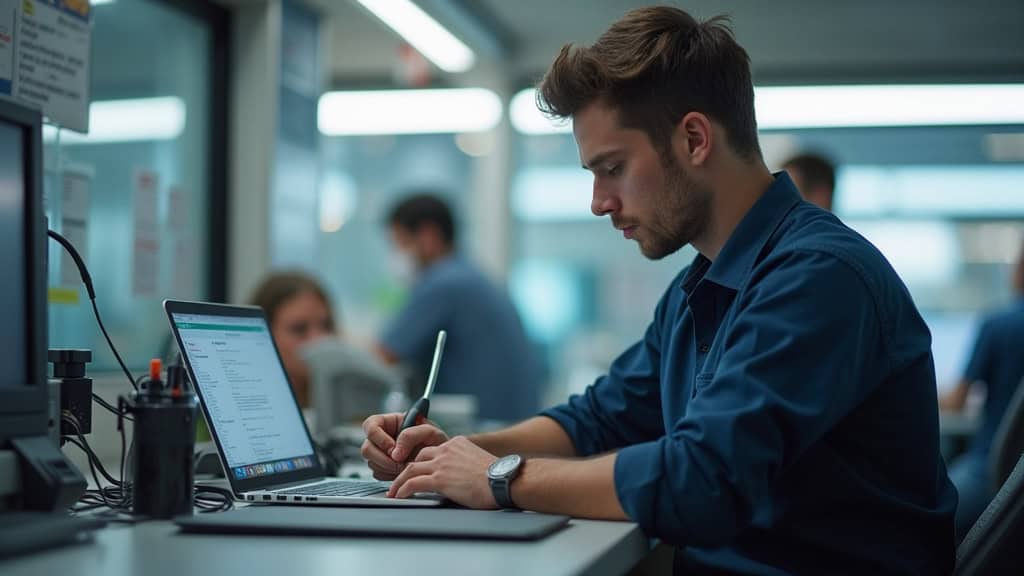 Technicien en train d