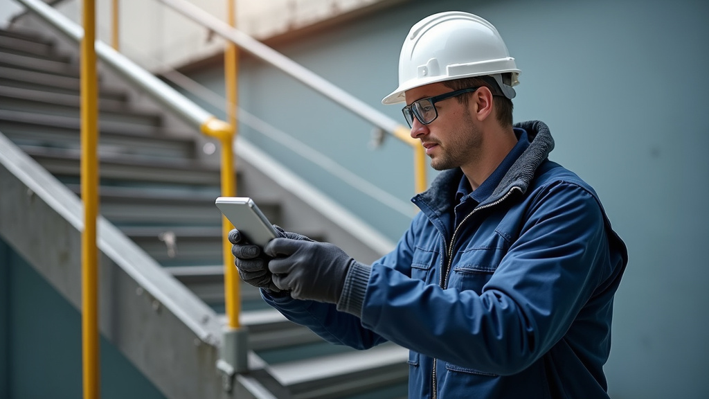 Technicien en train de démontrer le fonctionnement d’un monte-escalier à Charvonnex