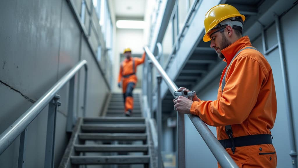 Technicien en train de faire la maintenance d’un monte-escalier à Pégomas
