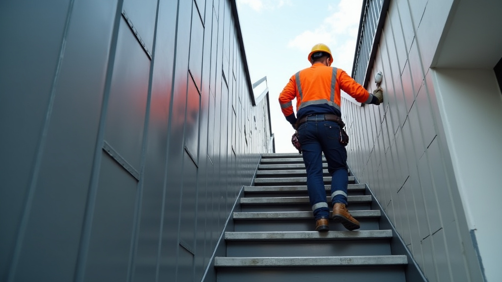 Technicien en train de faire la maintenance d’un monte-escalier à Saint-Erme-Outre-et-Ramecourt