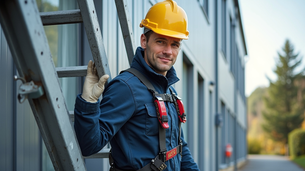 Technicien en train de faire l’entretien d’un monte-escalier à Billy-Berclau