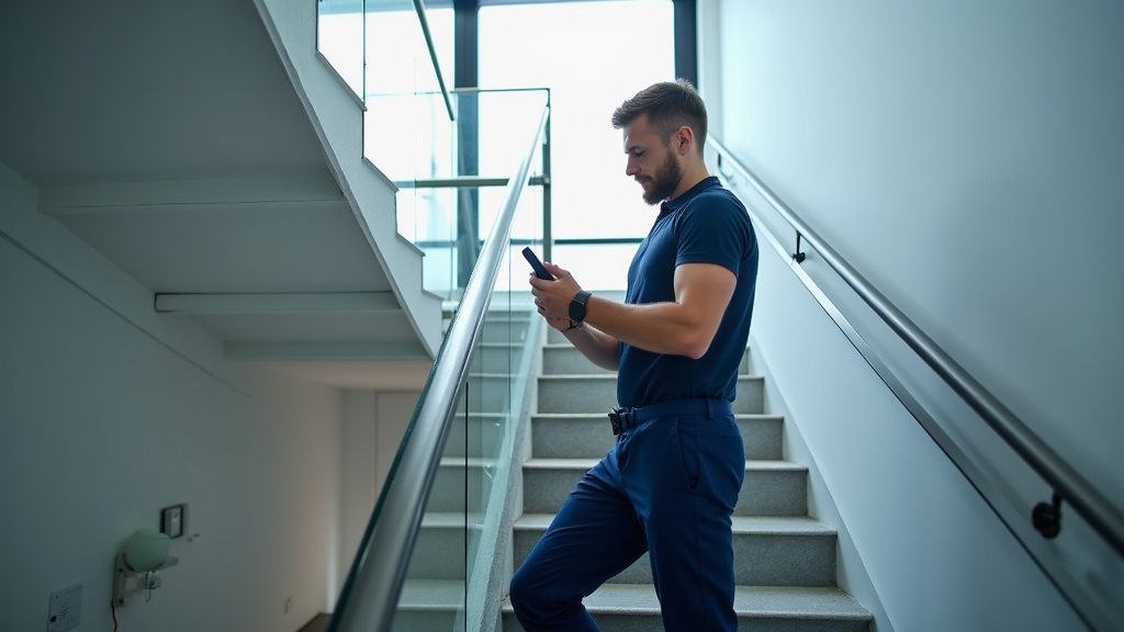 Technicien en train de faire un diagnostic sur un escalier à Billy-Berclau