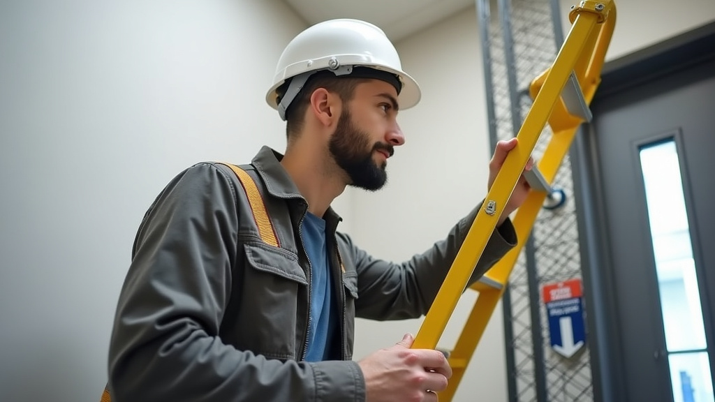 Technicien en train de mesurer un escalier à Chanteheux