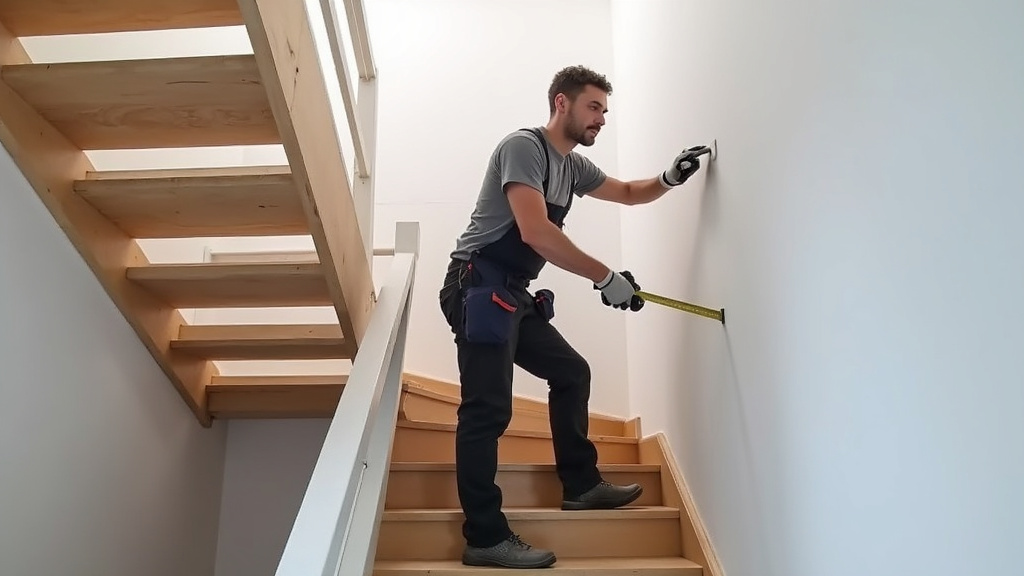 Technicien en train de mesurer un escalier à Frontignan pour une installation de monte-escalier