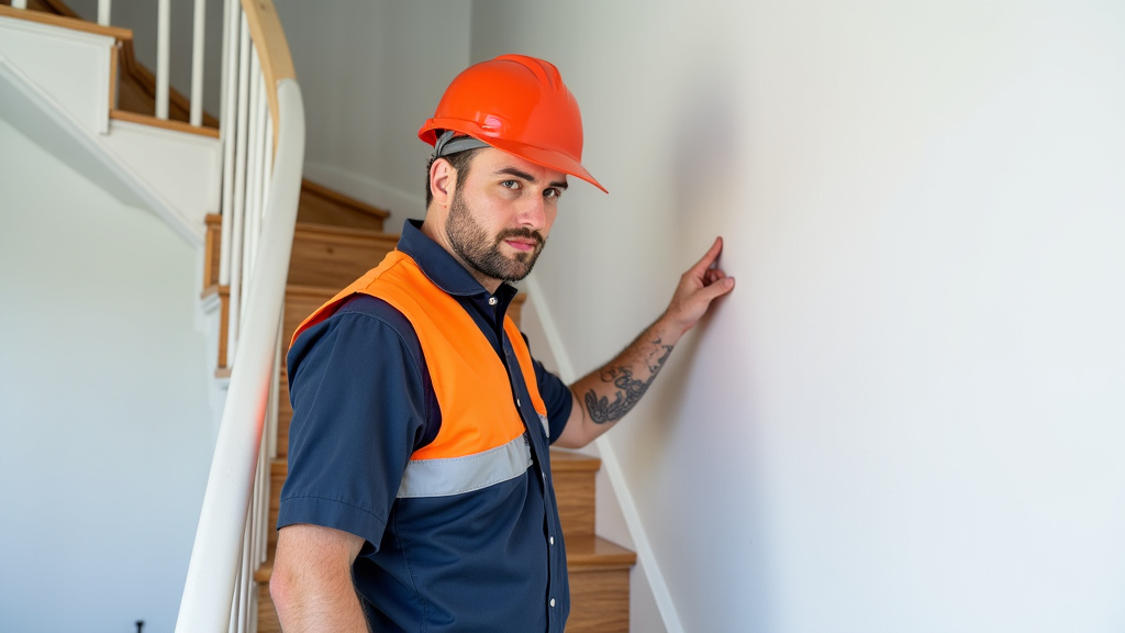 Technicien en train de mesurer un escalier à Talmont-Saint-Hilaire pour une installation sur mesure