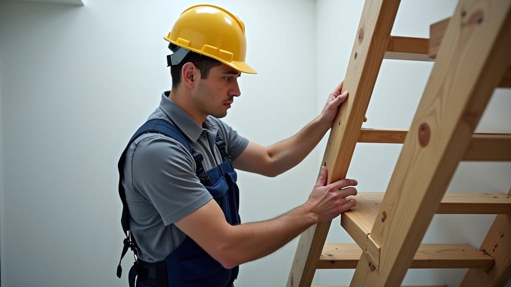 Technicien en train de mesurer un escalier lors d