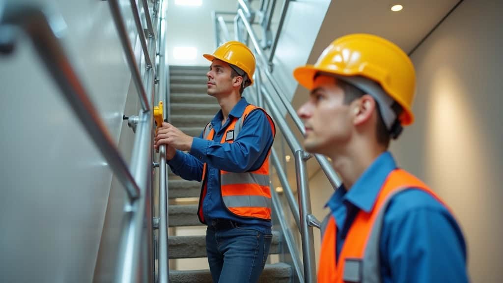 Technicien en train de mesurer un escalier lors d