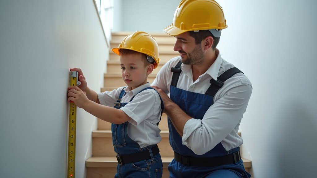 Technicien en train de mesurer un escalier lors d