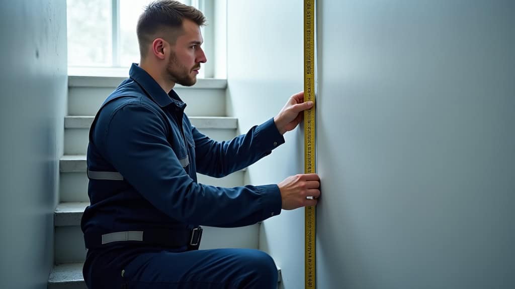 Technicien en train de mesurer un escalier lors d